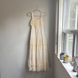 Gunne Sax Cream Lace Maxi Prairie Dress Maxi Dress